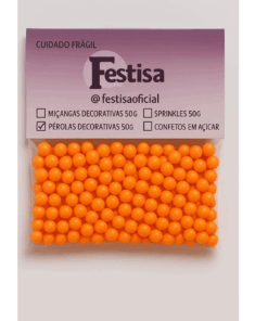 Pérola Decorativa Glow - Laranja 50g