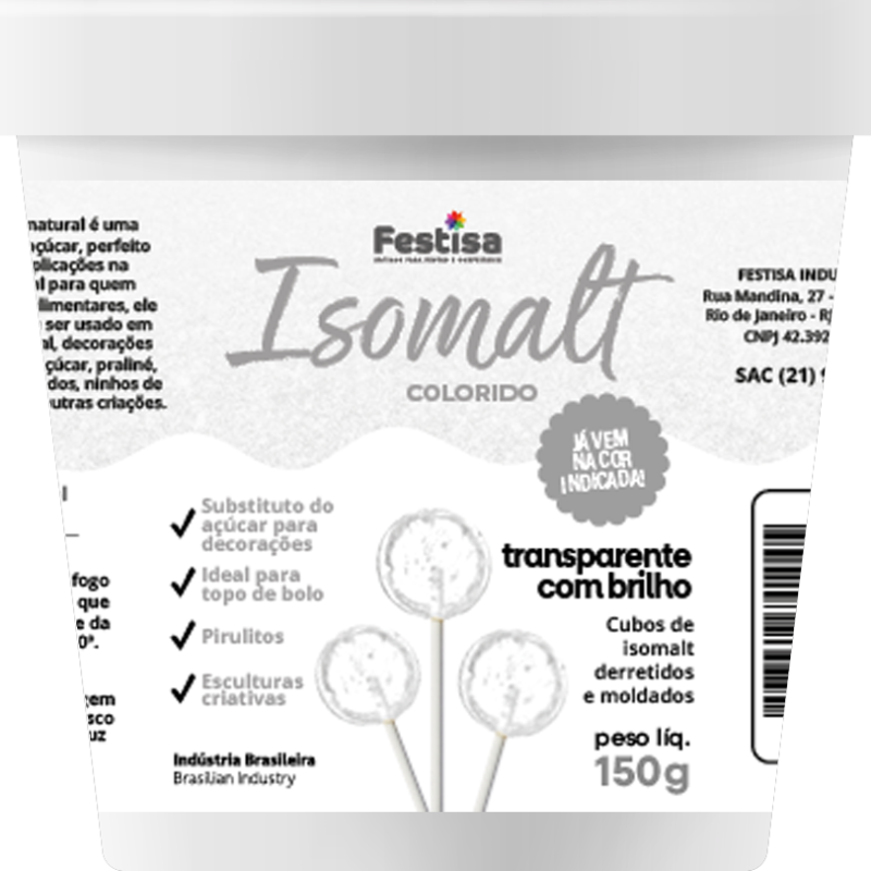 Isomalt Transparente com brilho 150gr