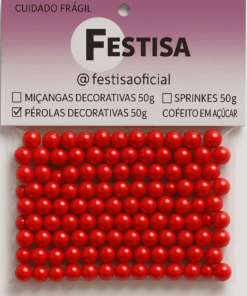 Pérola Decorativa Glow - Vermelha 50g