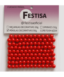 Pérola Decorativa Glow - Vermelha 50g