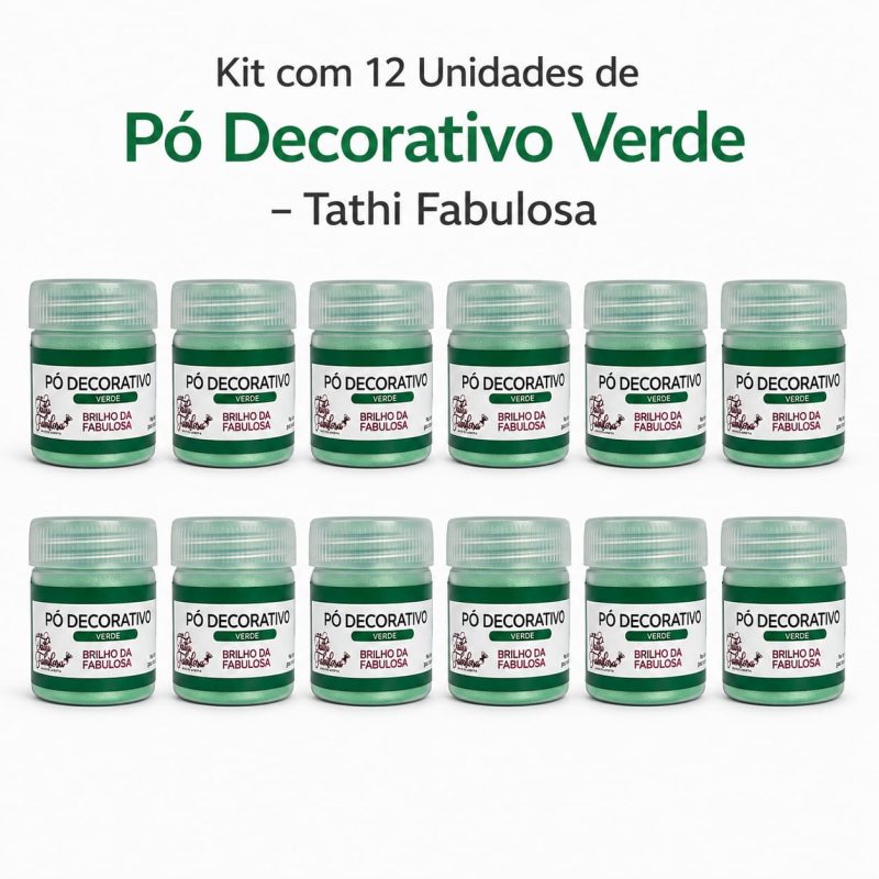 Kit com 12 unidades de Pó Decorativo Verde Tathi Fabulosa