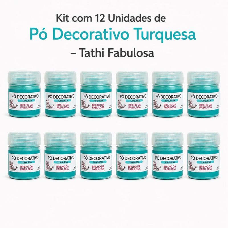 Kit com 12 unidades de Pó Decorativo Turquesa Tathi Fabulosa