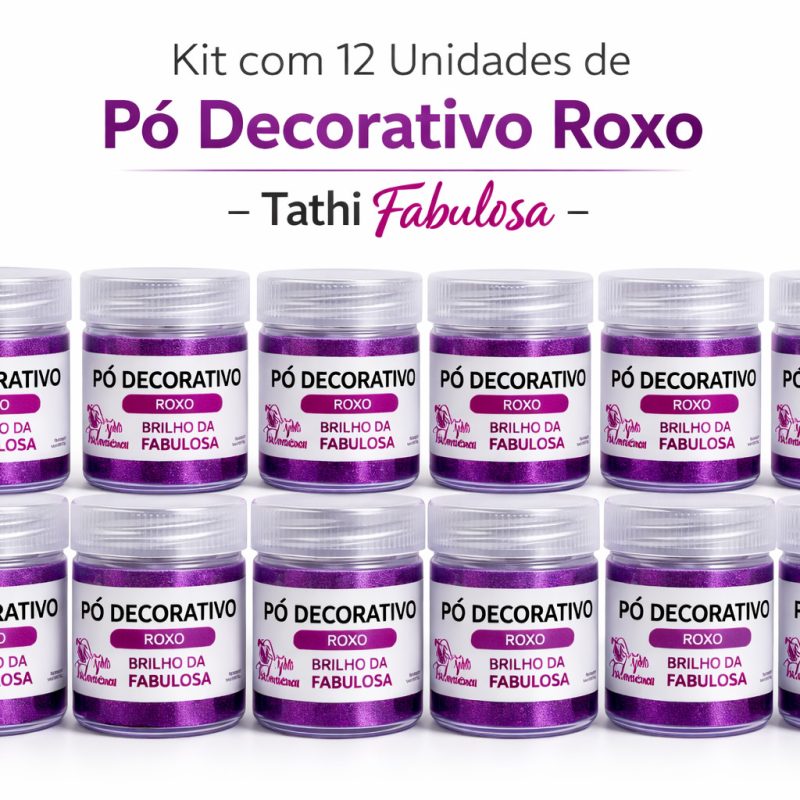 Kit com 12 unidades de Pó Decorativo Roxo Tathi Fabulosa