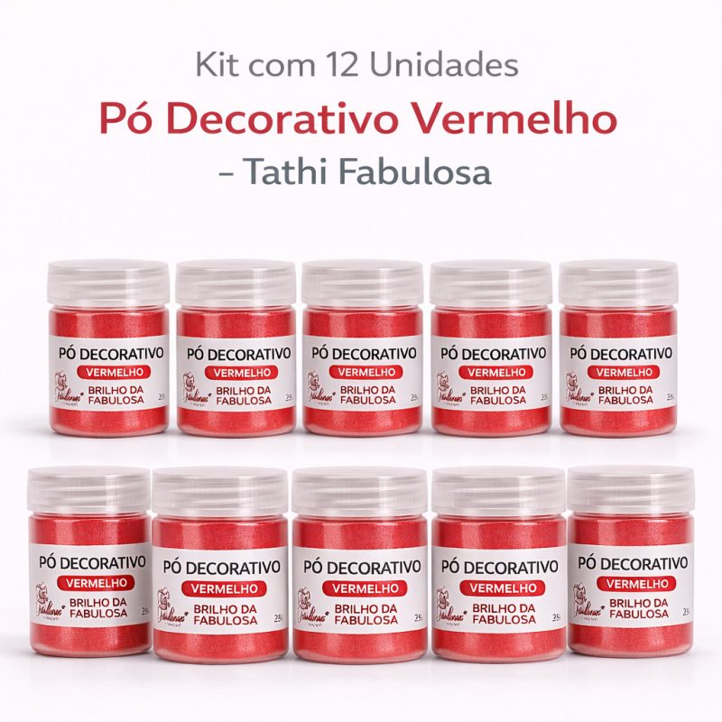Kit com 12 unidades de Pó Decorativo Vermelho Tathi Fabulosa