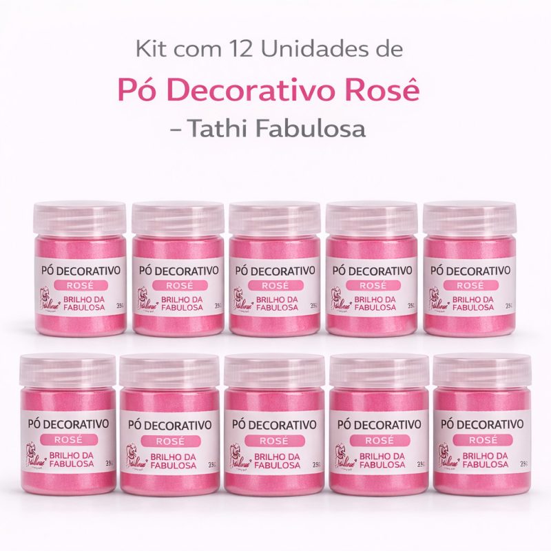 Kit com 12 unidades de Pó Decorativo Rosê Tathi Fabulosa