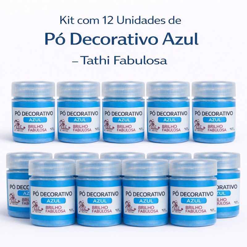 Kit com 12 unidades de Pó Decorativo Azul Tathi Fabulosa