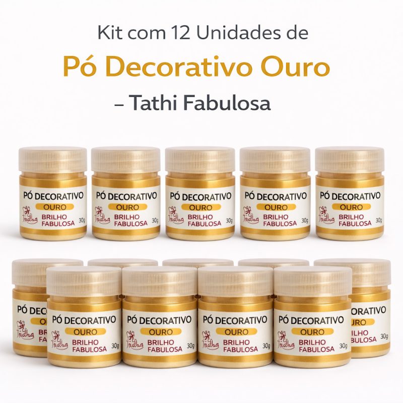 Kit com 12 unidades de Pó Decorativo Ouro Tathi Fabulosa