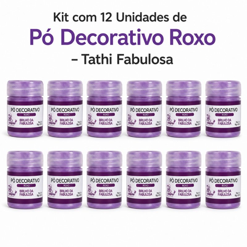 Kit com 12 unidades de Pó Decorativo Roxo Tathi Fabulosa